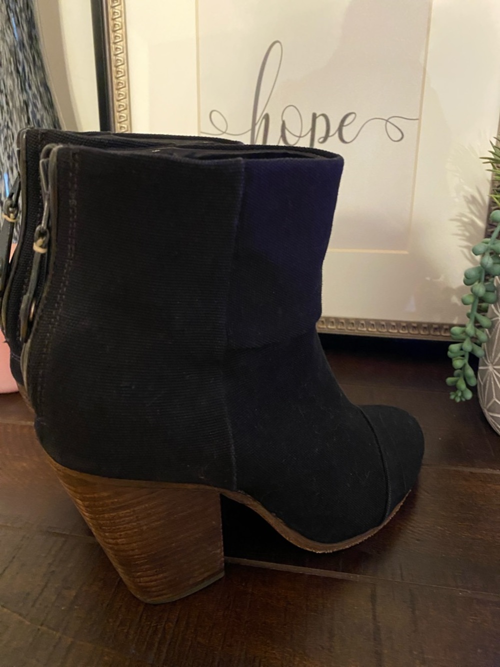 Rag & Bone New York Classic Newbury Ankle Booties Size 9 Black Canvas Heel Zip - Picture 6 of 12